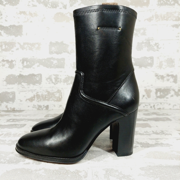 Franco Sarto Shoes - NEW Franco Sarto Womens Informa Whit Black Leather Block Heel Ankle Boots O573